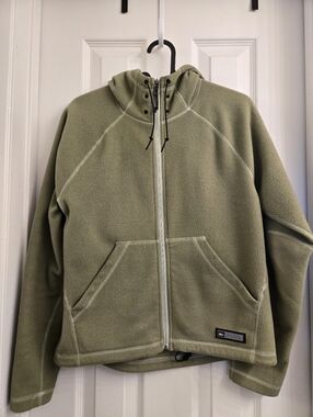 REI Olive Green Fleece Hoodie with Logo Patch